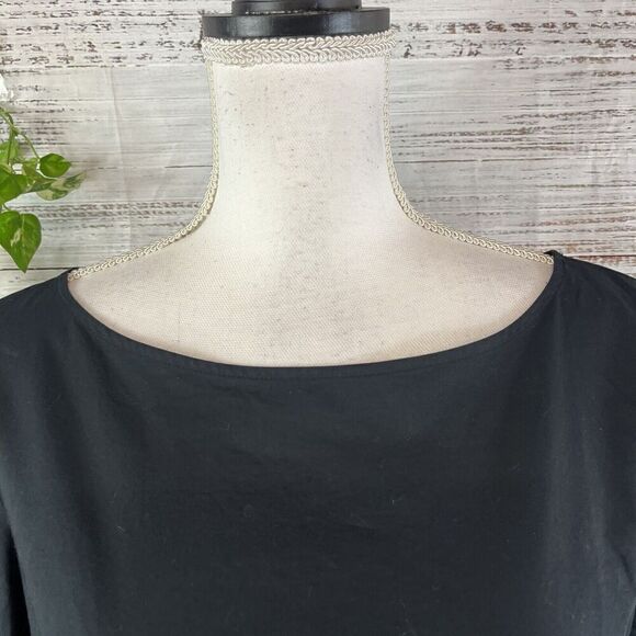 Talbots Blouse Tunic size Extra Small Classic Black Modest Casual Career Boho - Picture 4 of 11